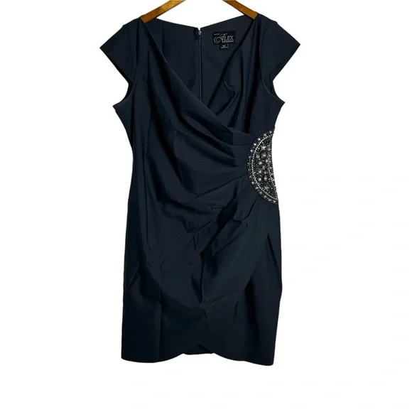 Alex Evenings Petite Beaded Ruched Sheath Dress - Picture 2 of 9